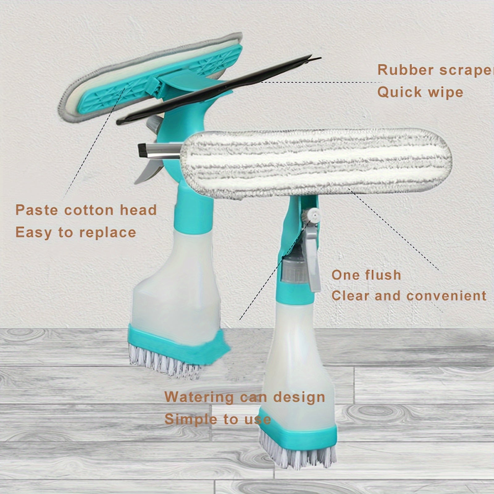 4-in-1 Glass Cleaner Brush, Multipurpose Window Cleaner