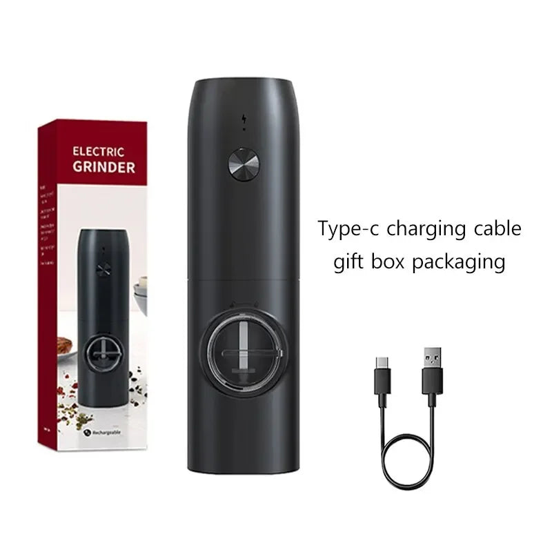 Electric Salt and Pepper Grinder Set with Charging Base and LED Light