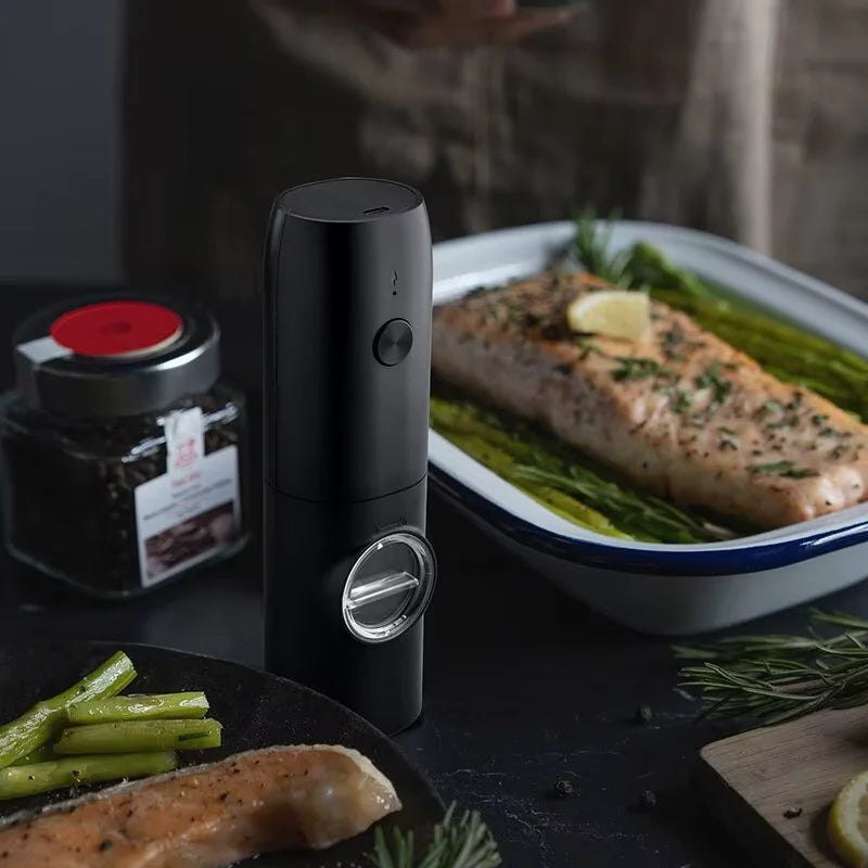 Electric Salt and Pepper Grinder Set with Charging Base and LED Light