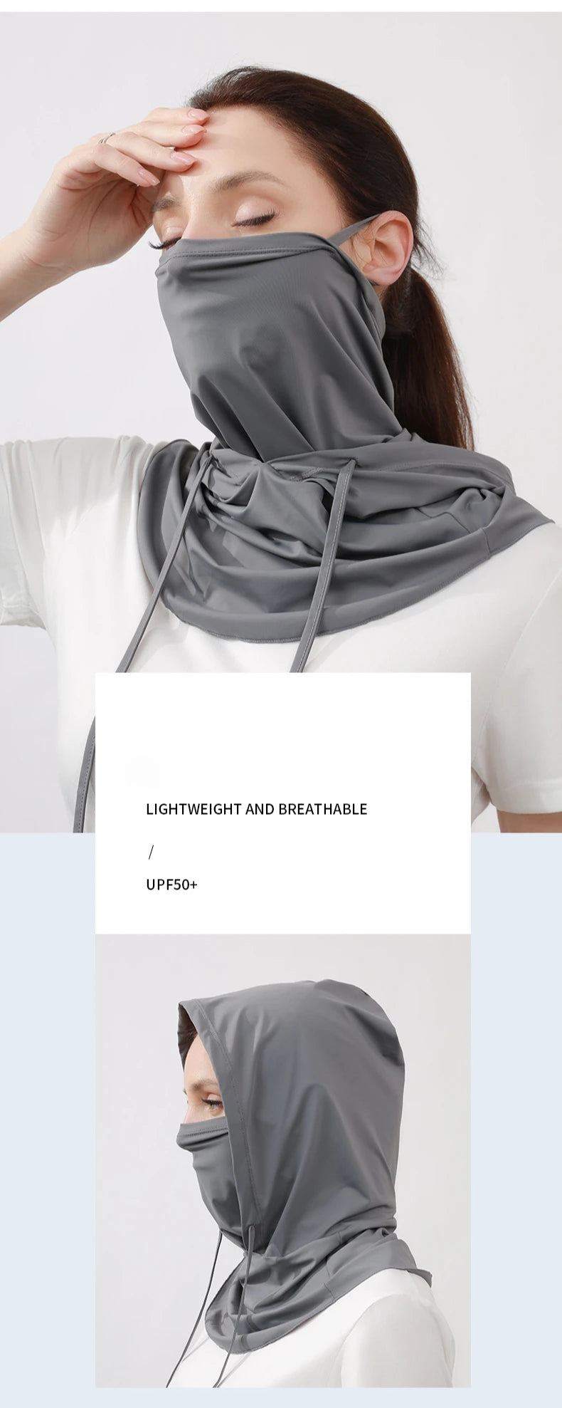 Balaclava Men Women Face Mask Sun/UV Protection Breathable Long Neck Covers for Cycling Motorcycle Fishing Hooded Sun hat mask